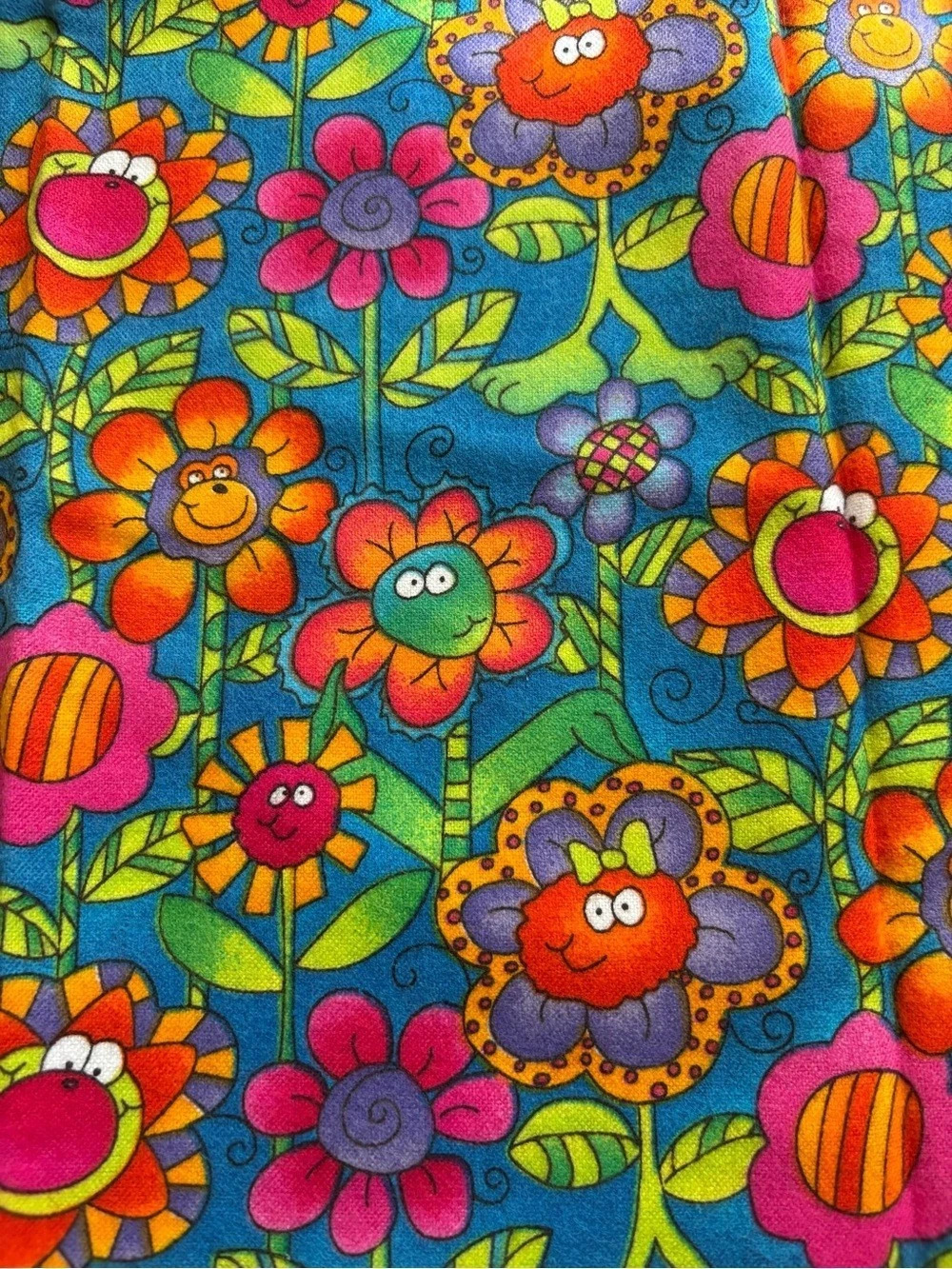 SouthSea Imports Happy Flowers Floral Fabric 1/2 Yard Kids Color Box - Flannel